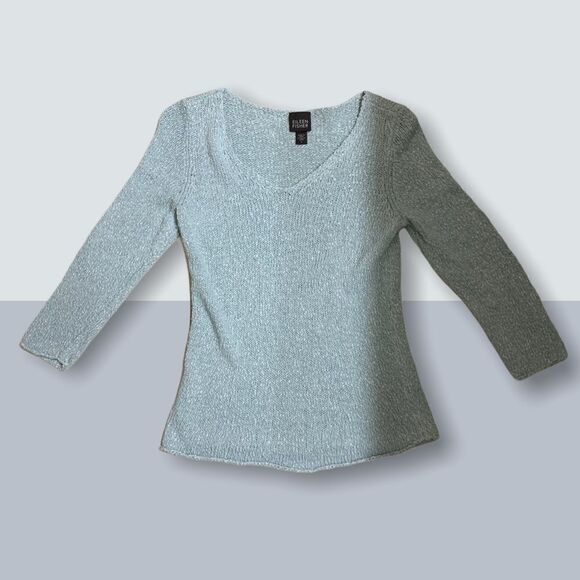 Eileen Fisher Light Blue V-Neck Sweater Size Small - Picture 1 of 7